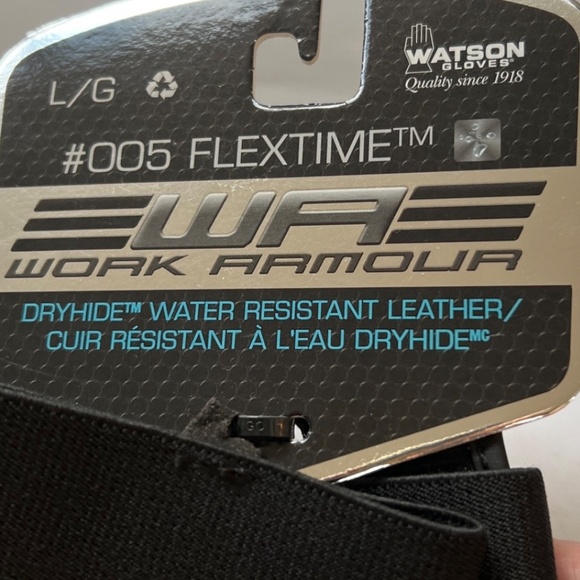 Watson Gloves Work Armour Flextime #005 Size L DryHide Water Resistant New w Tag - Picture 6 of 6